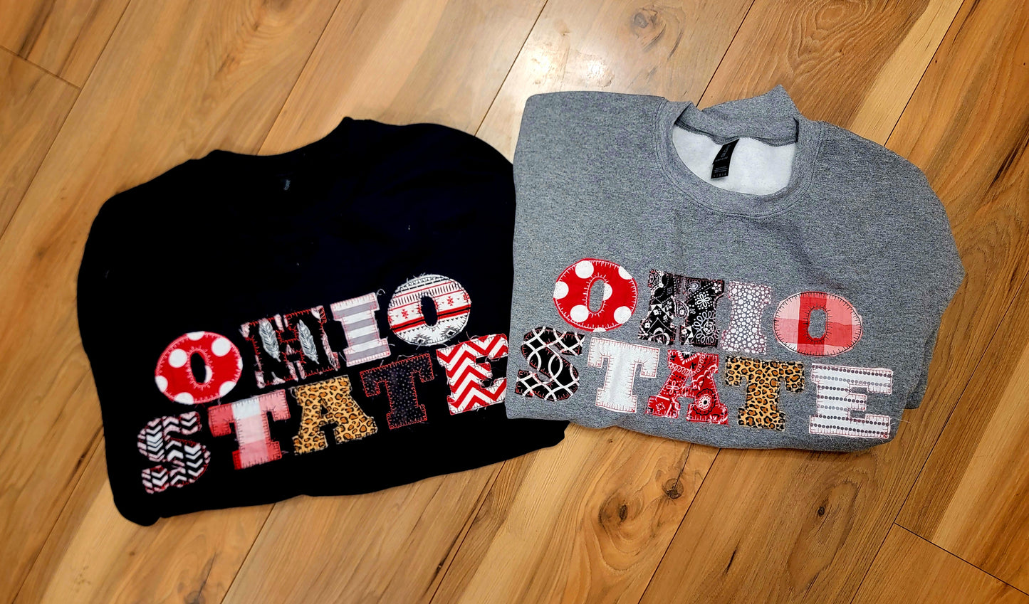 Ohio State Patchwork Embroidery