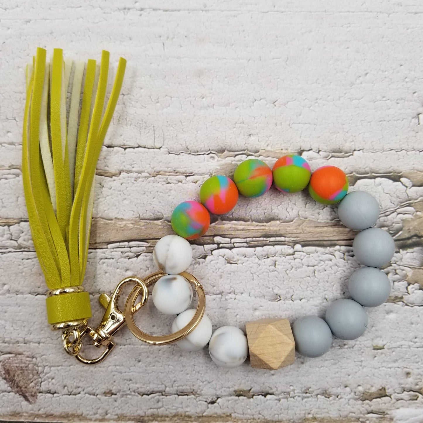 Handmade Silicone Bead Bangle Keychain