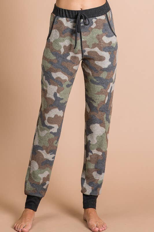 Camo Print Drawstring Pants