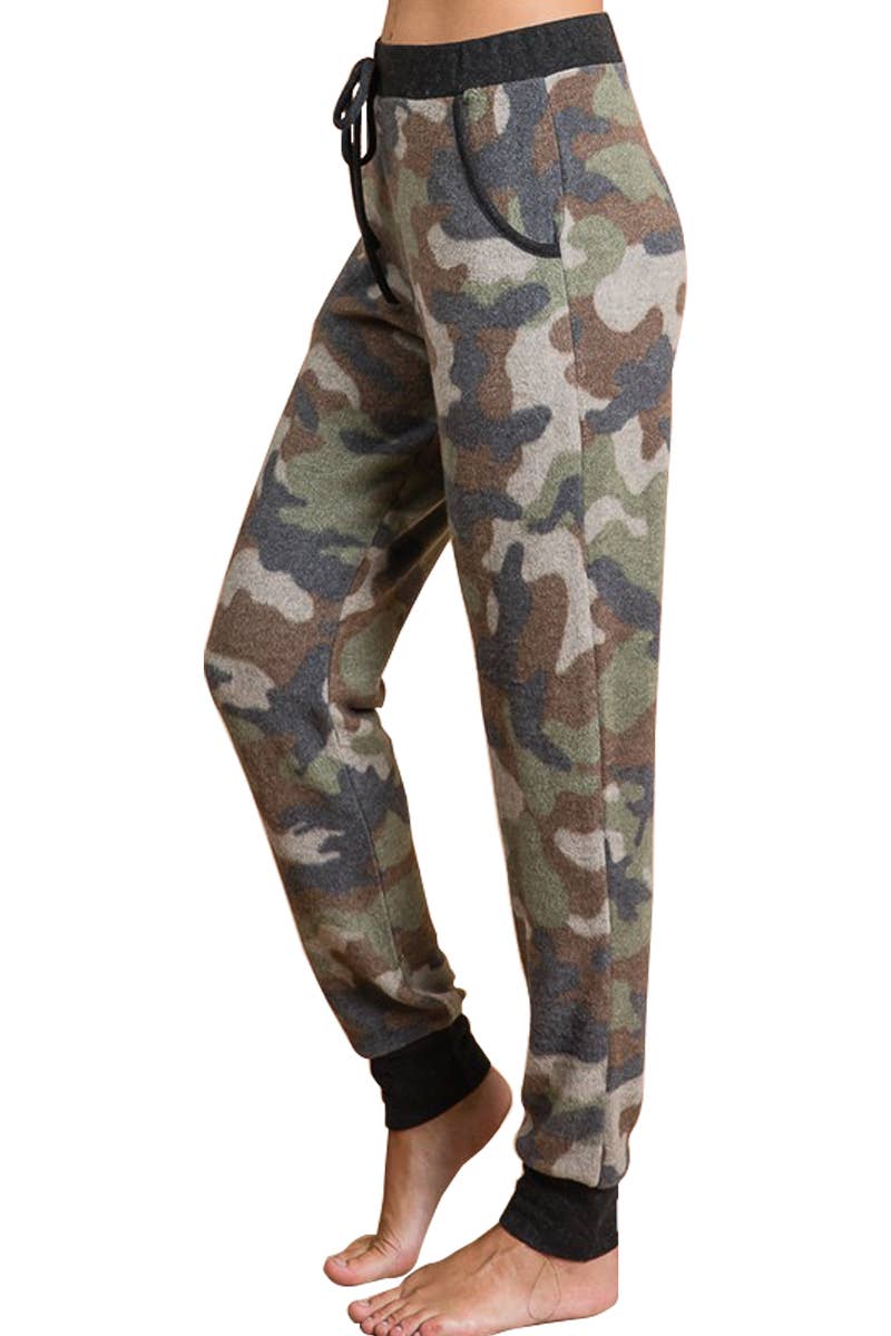 Camo Print Drawstring Pants